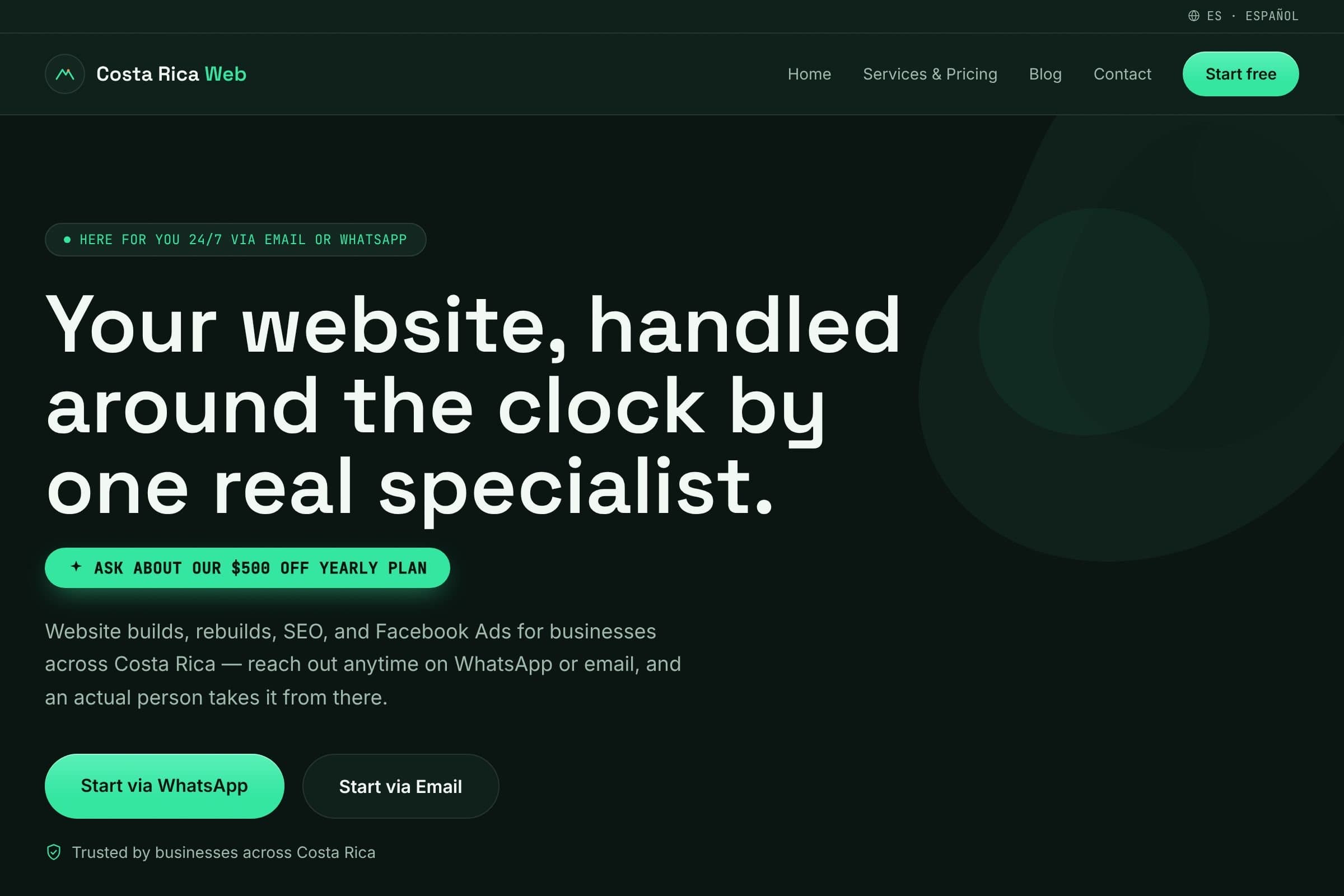Costa Rica Web Solutions website