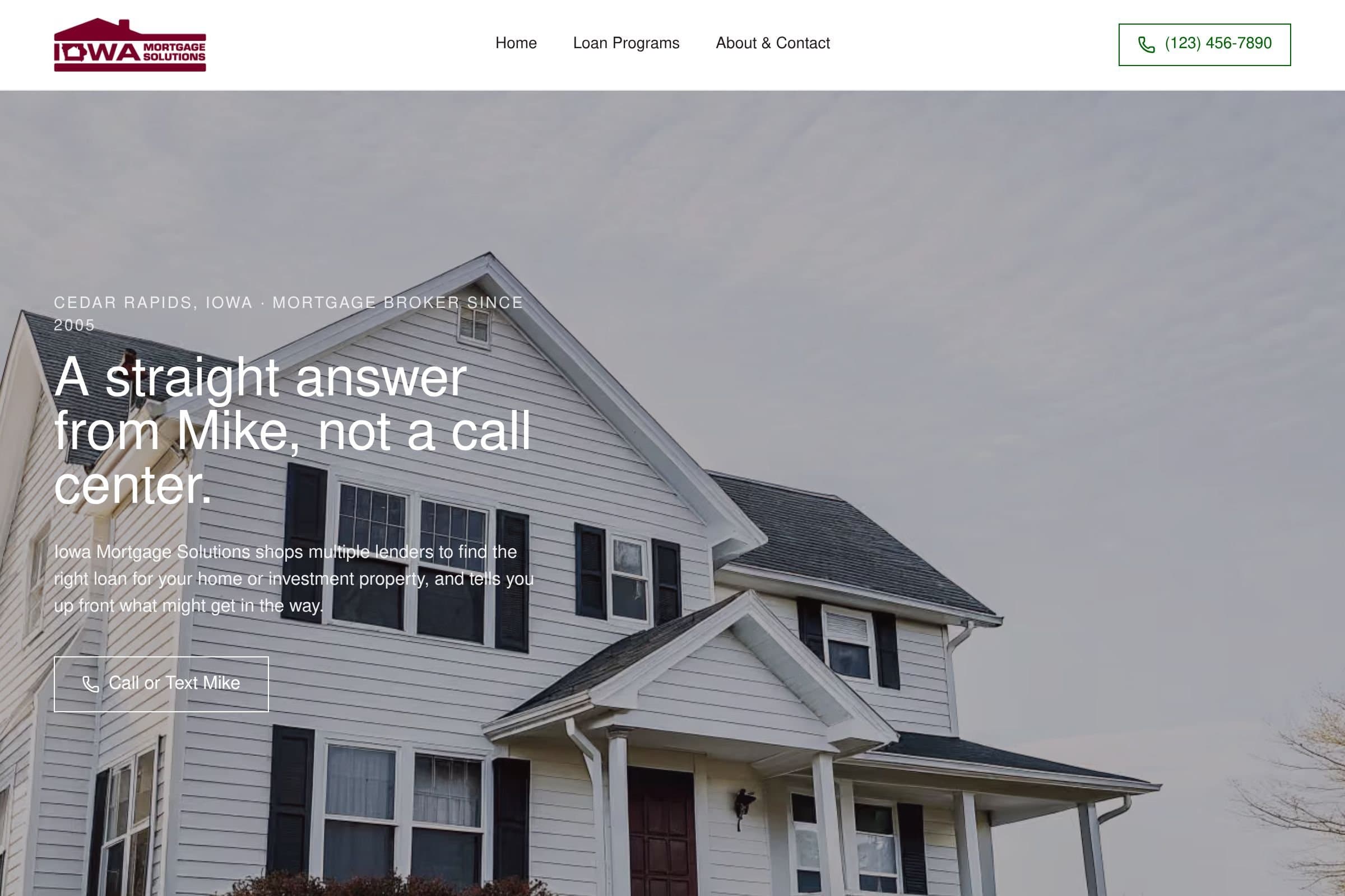 Iowa Mortgage Solutions website