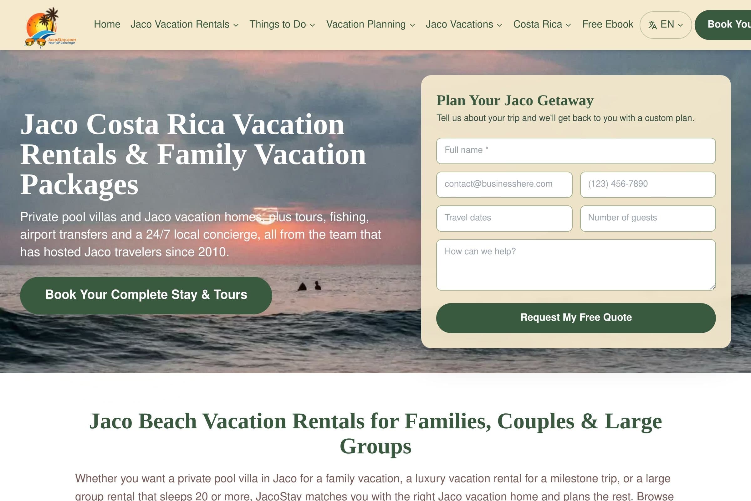 StayJaco.com website