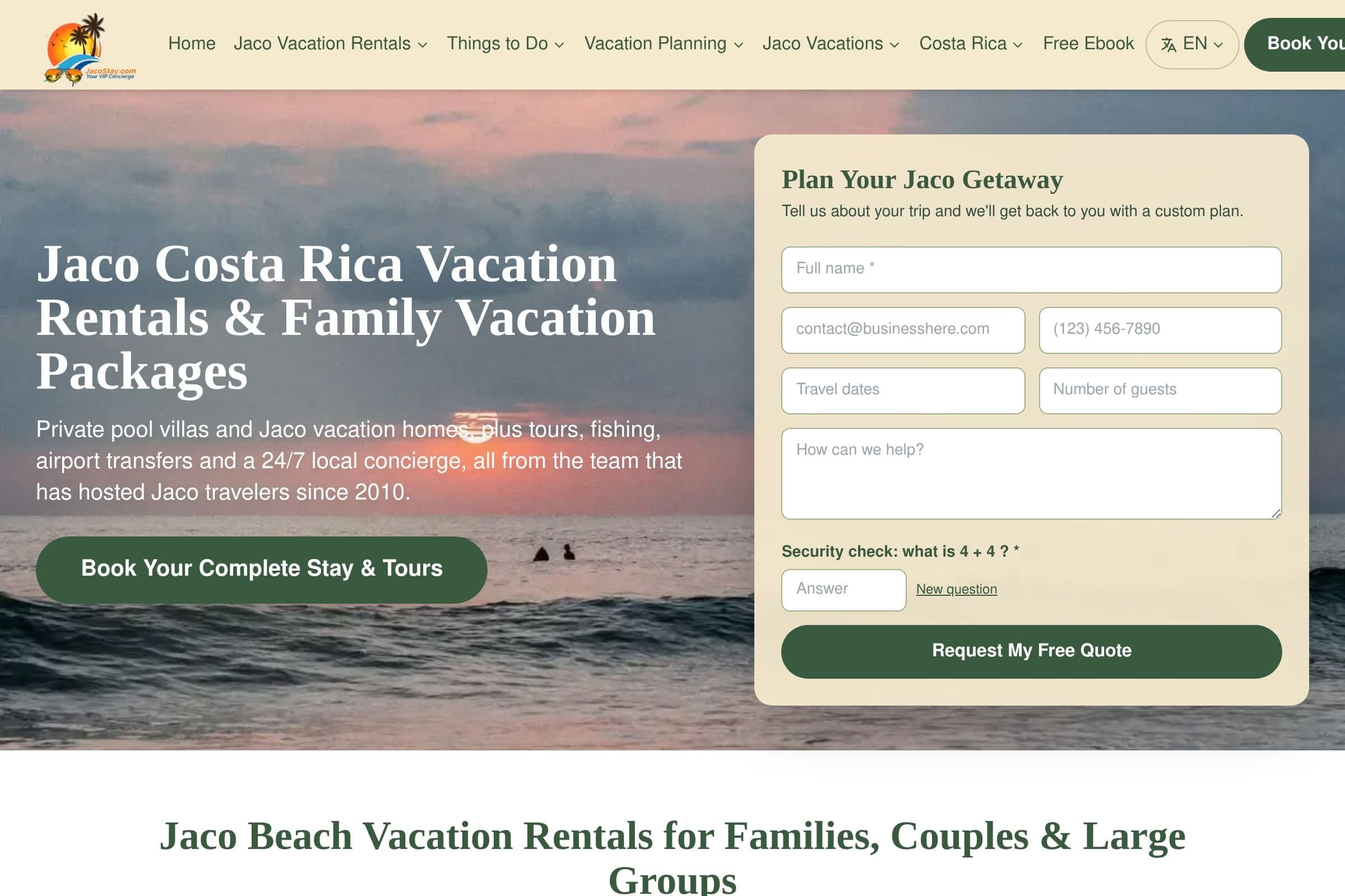 StayJaco.com website